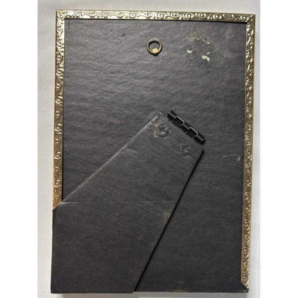 Vtg Gold Tone Brass Metal Picture Frame Embossed Design Edge Fits 5 X 7